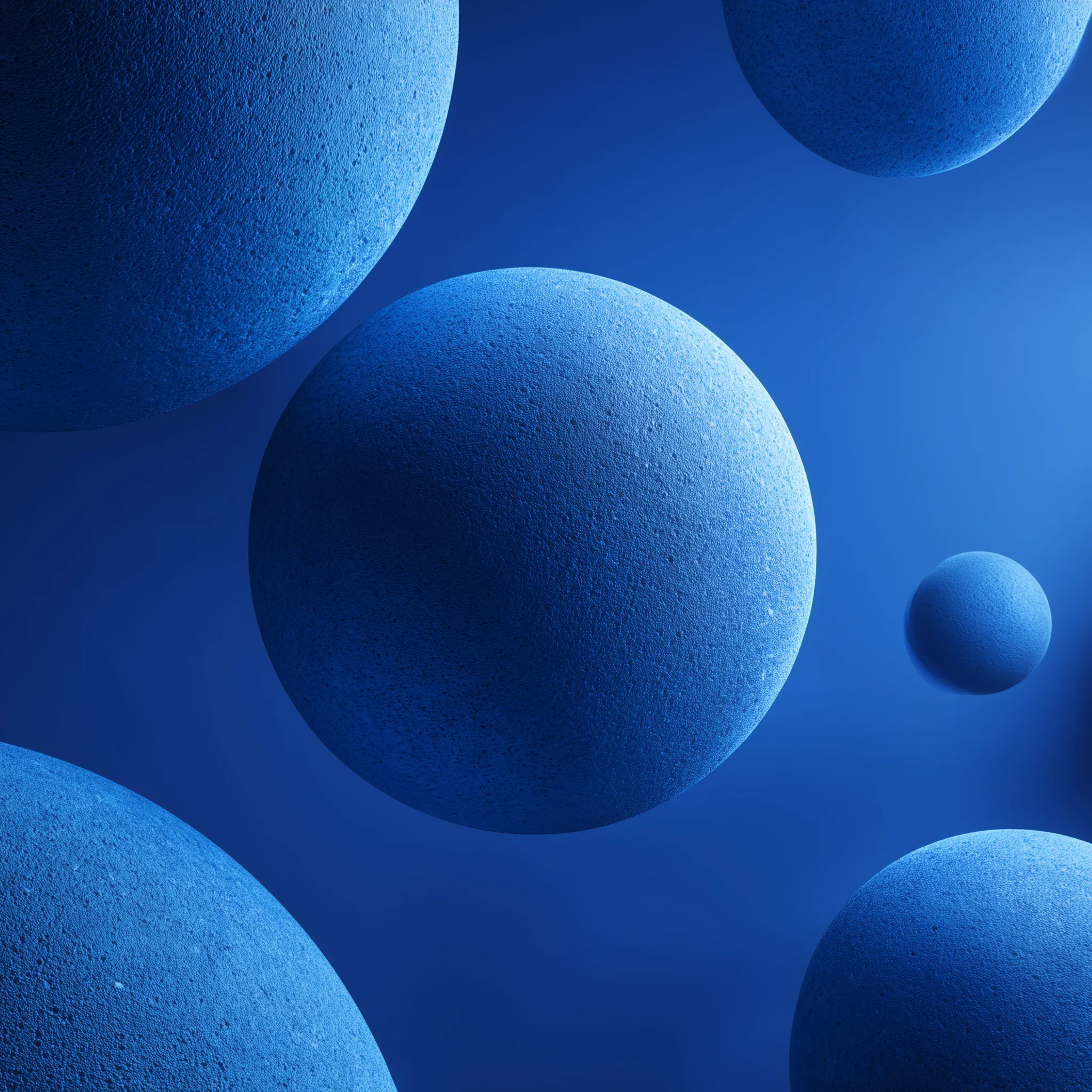 Abstract Blue Floating Spheres