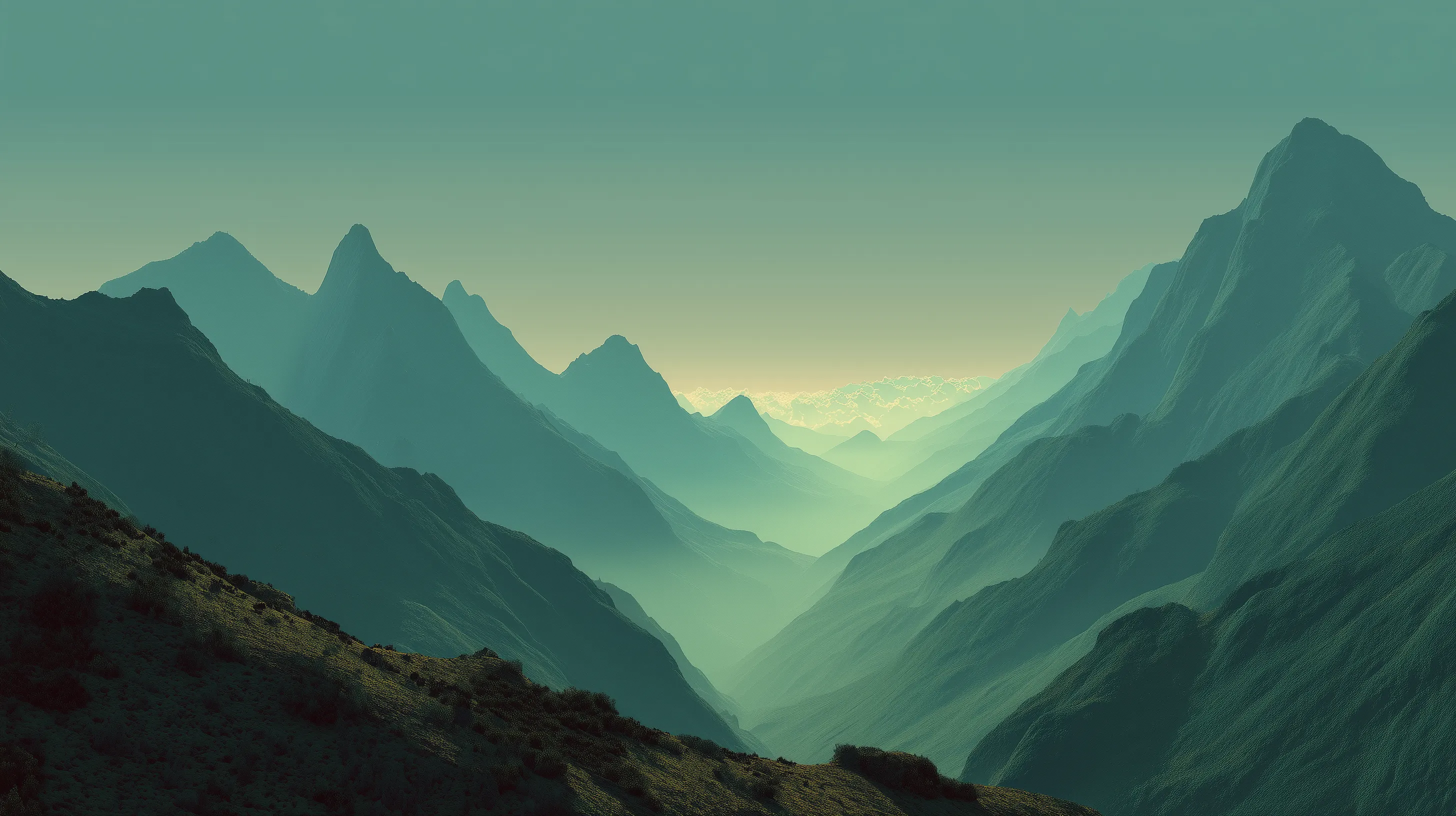 Misty Mountain Valley at Dawn