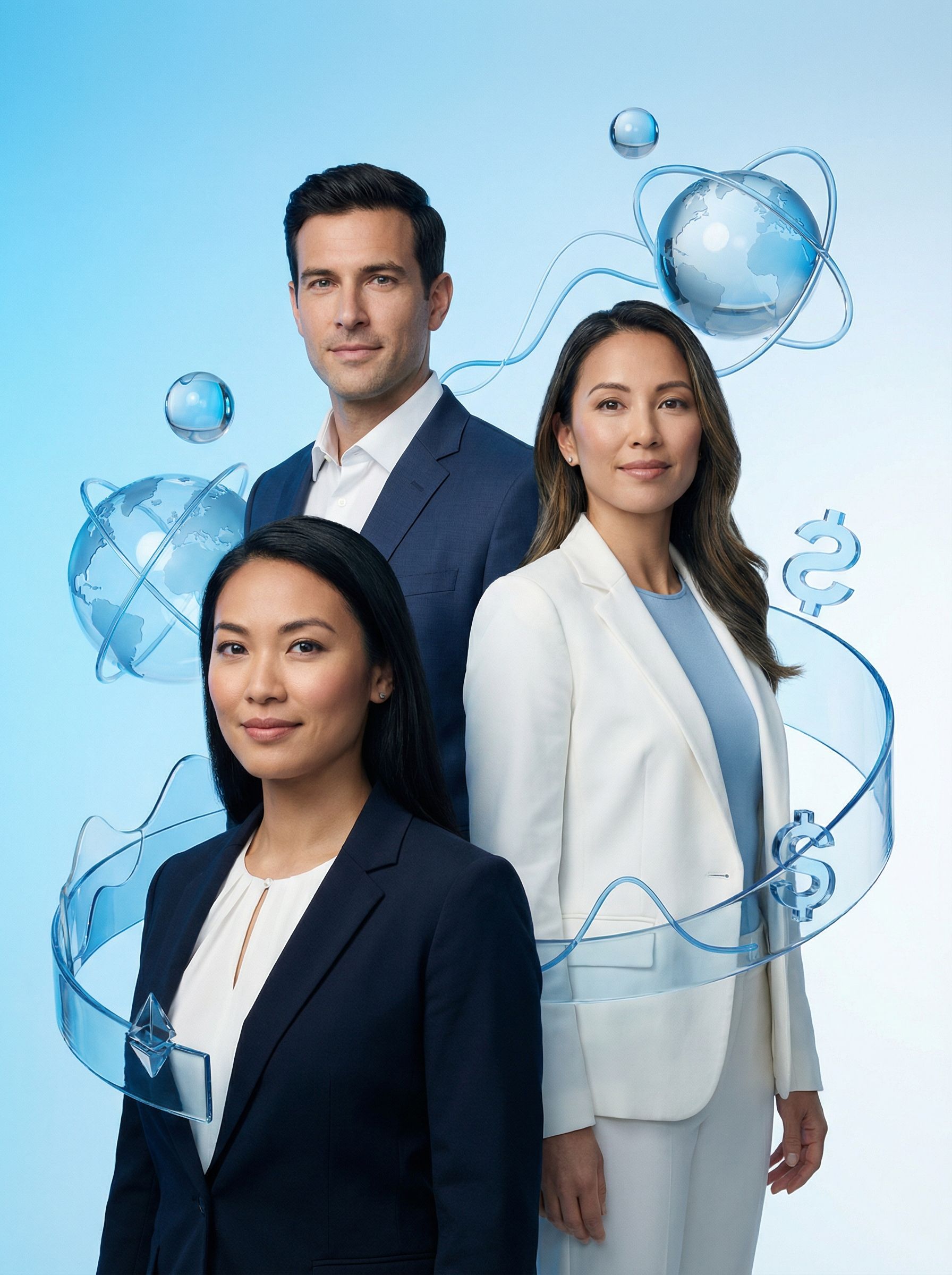 Business team with global finance graphics