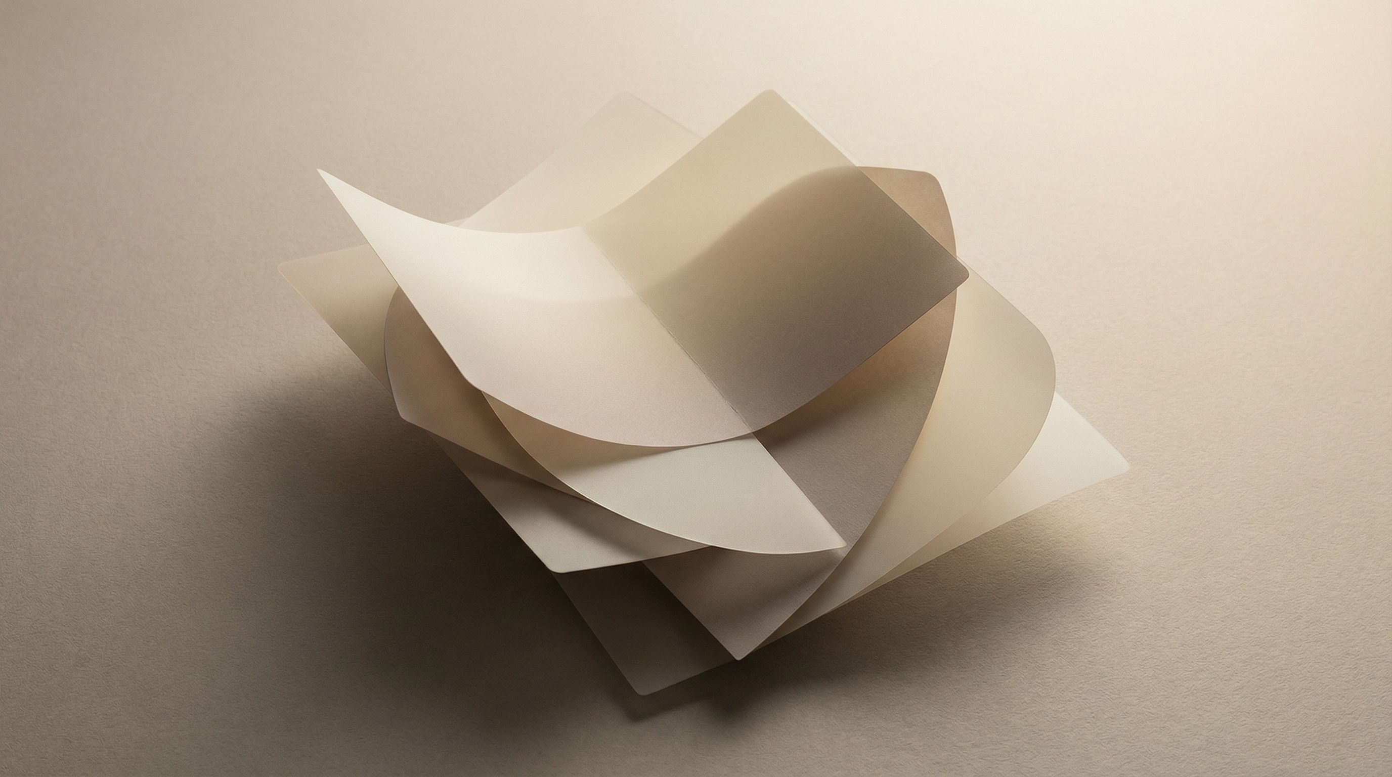 Abstract layered beige paper sculpture