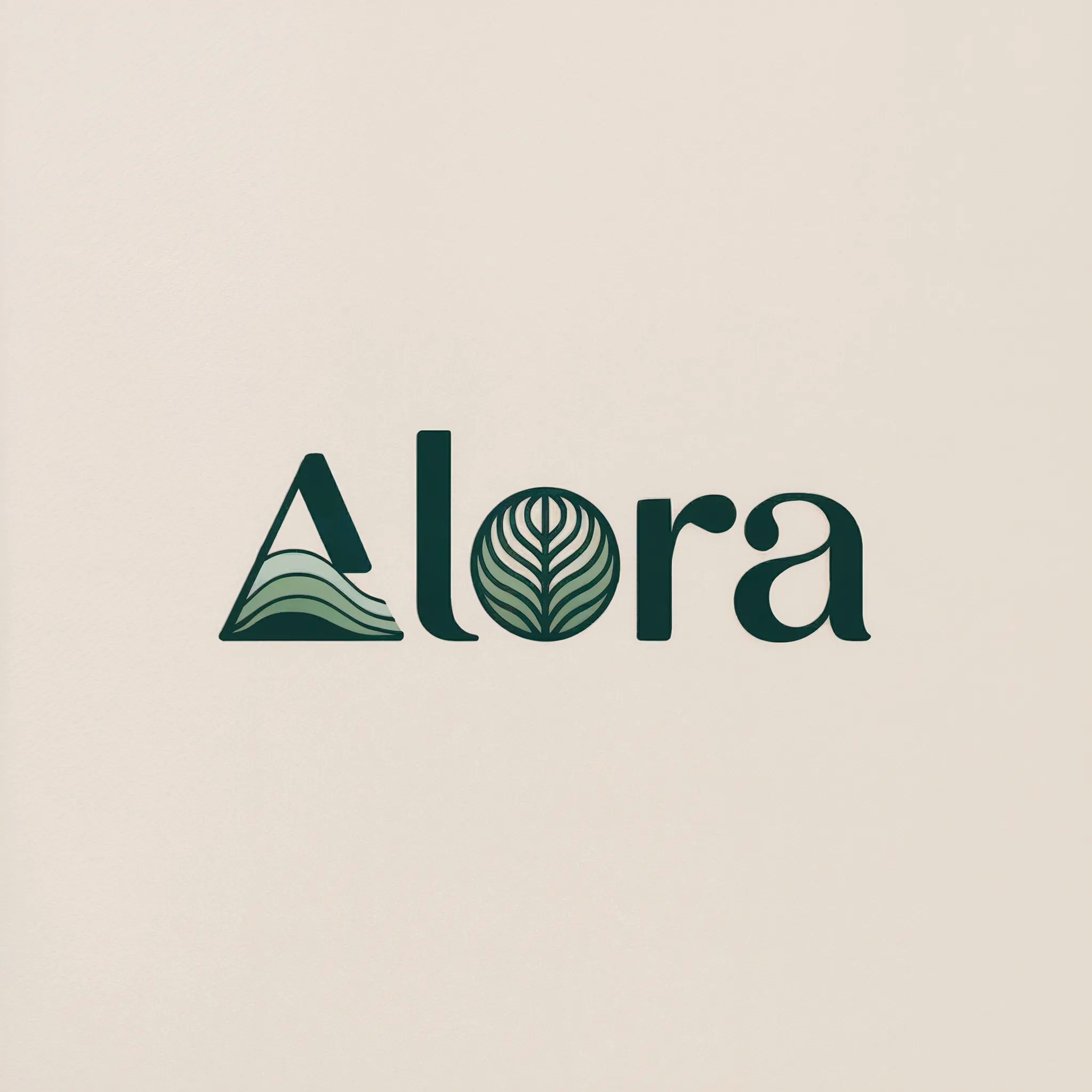 Alora eco logo with mountain and leaf symbols