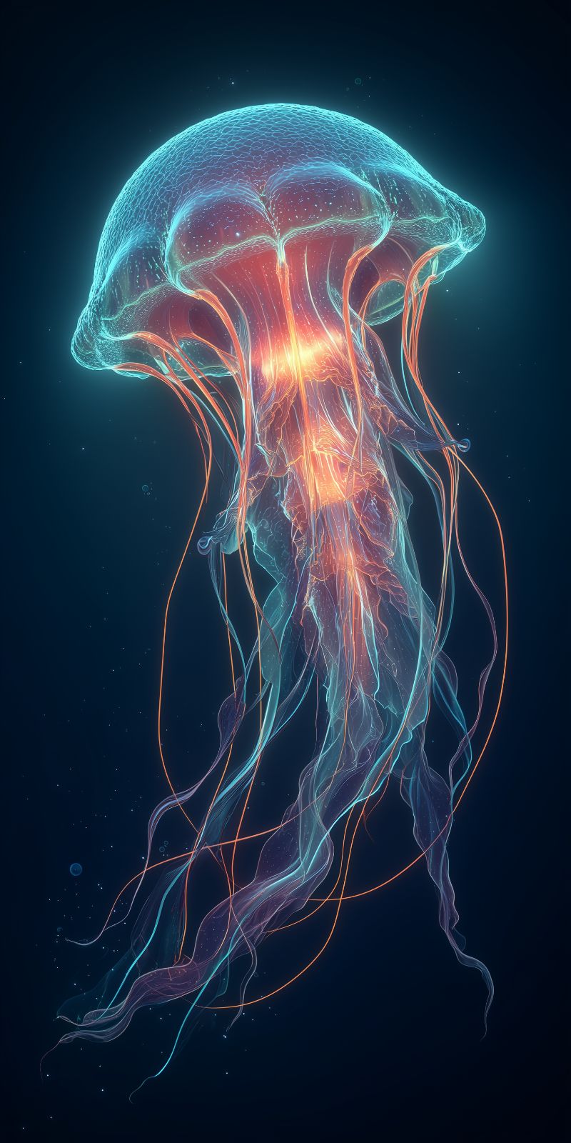 Glowing Neon Jellyfish Illustration