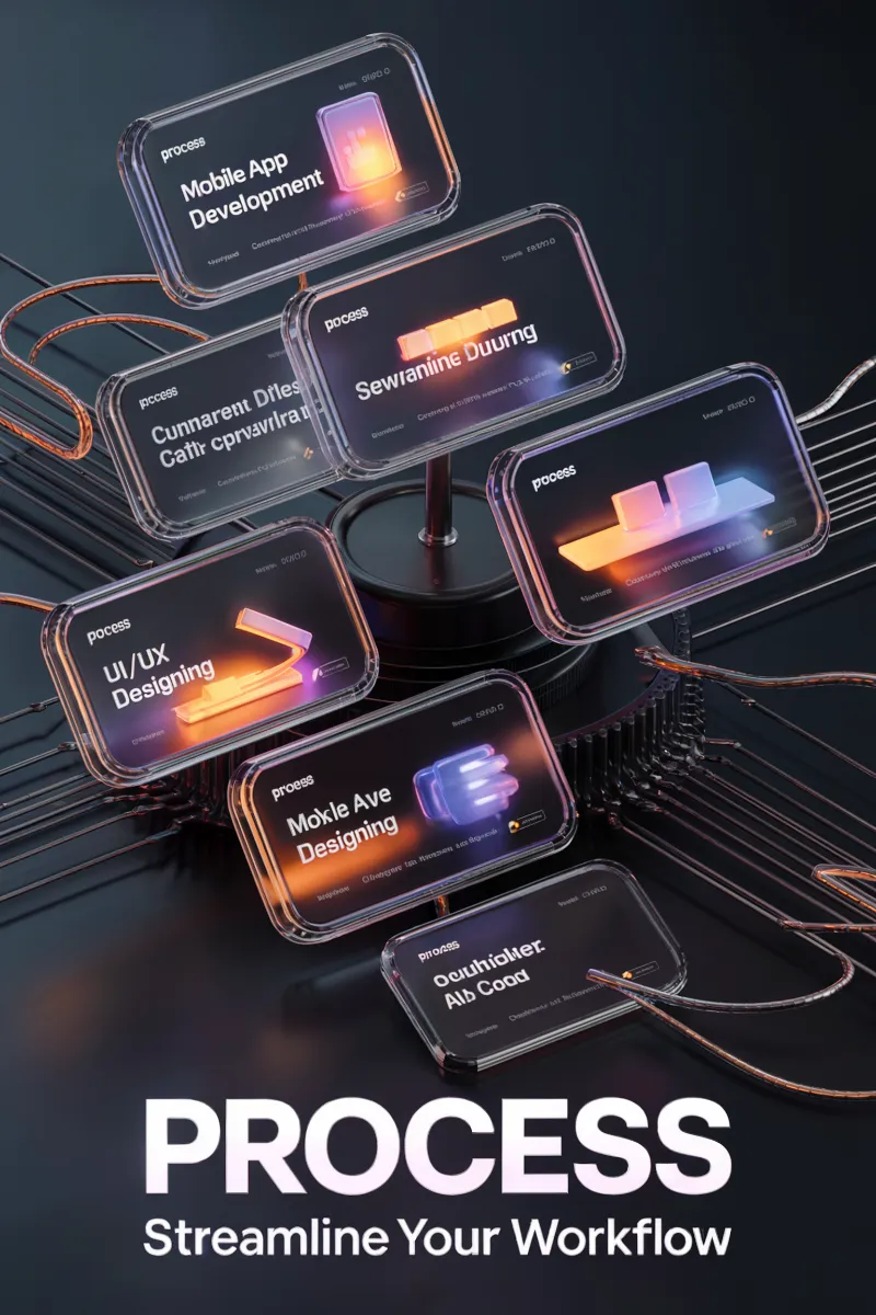 Futuristic Neon Workflow Screens Poster