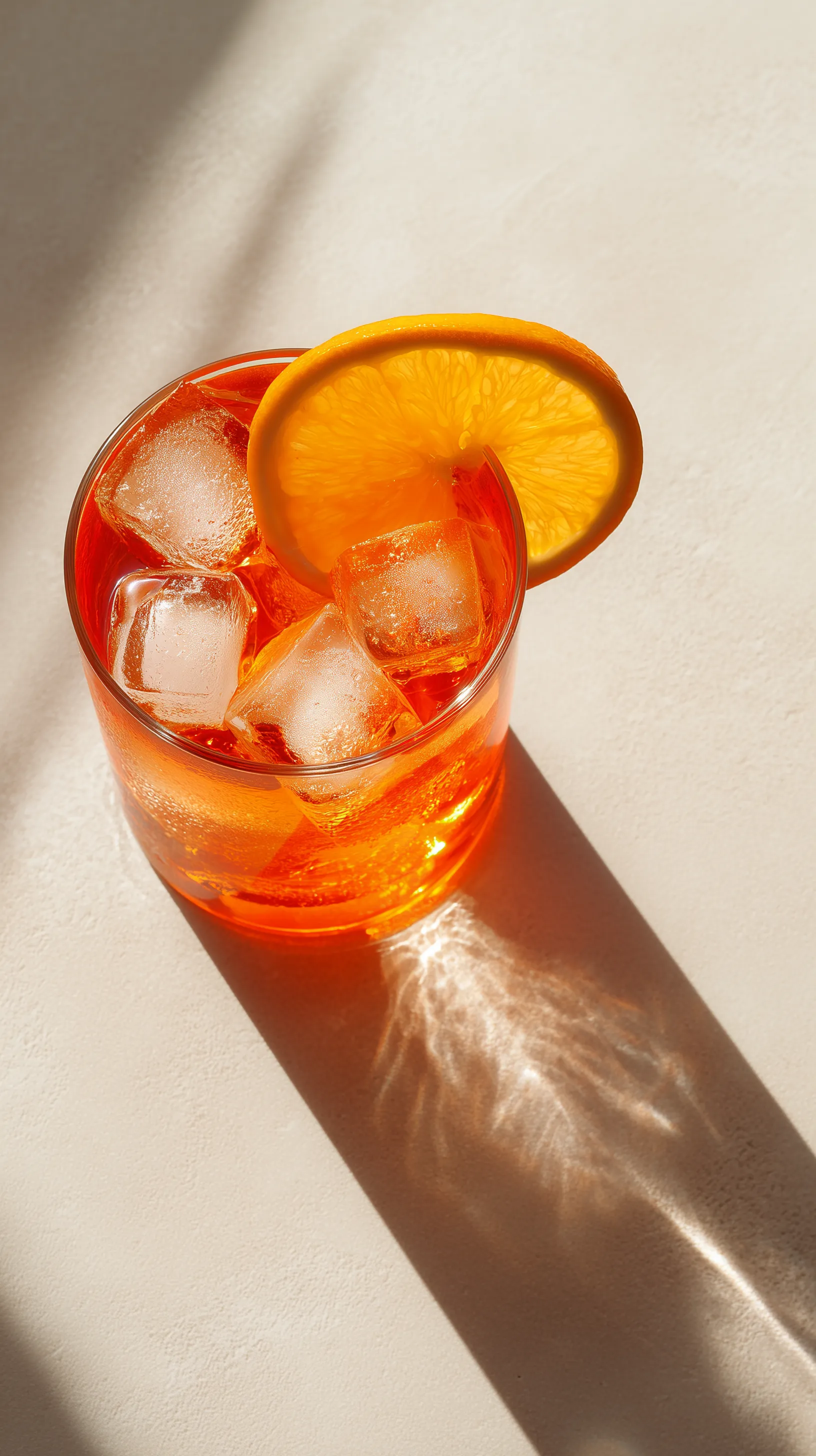 Vibrant Aperol Spritz with Orange Slice in Sunlight