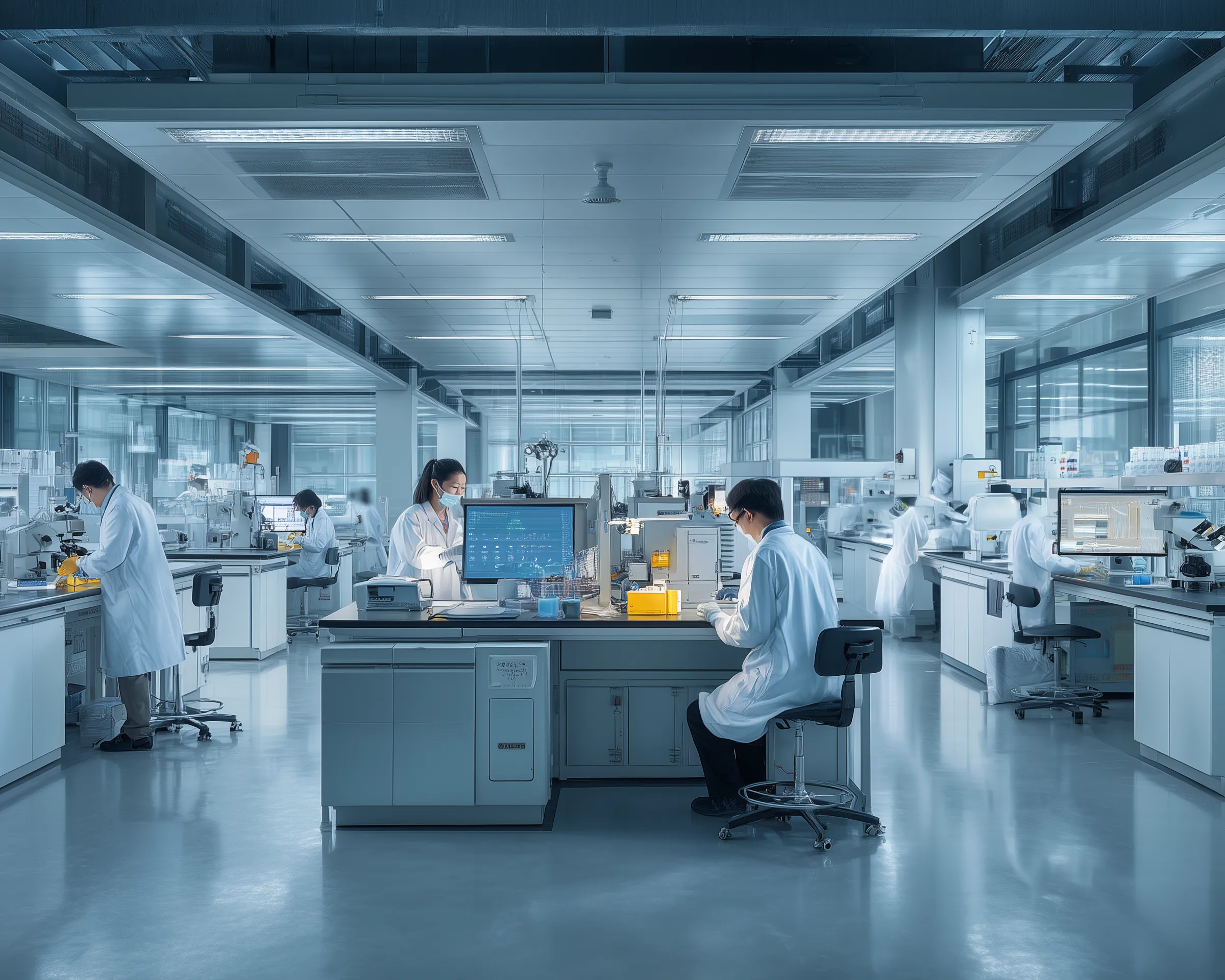 Scientists working in modern research laboratory