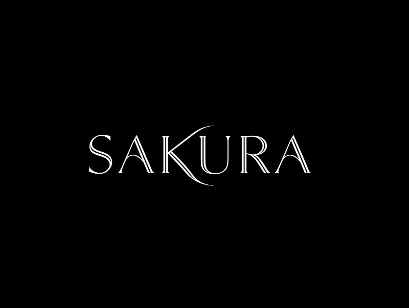 Minimalist Sakura logo on black background
