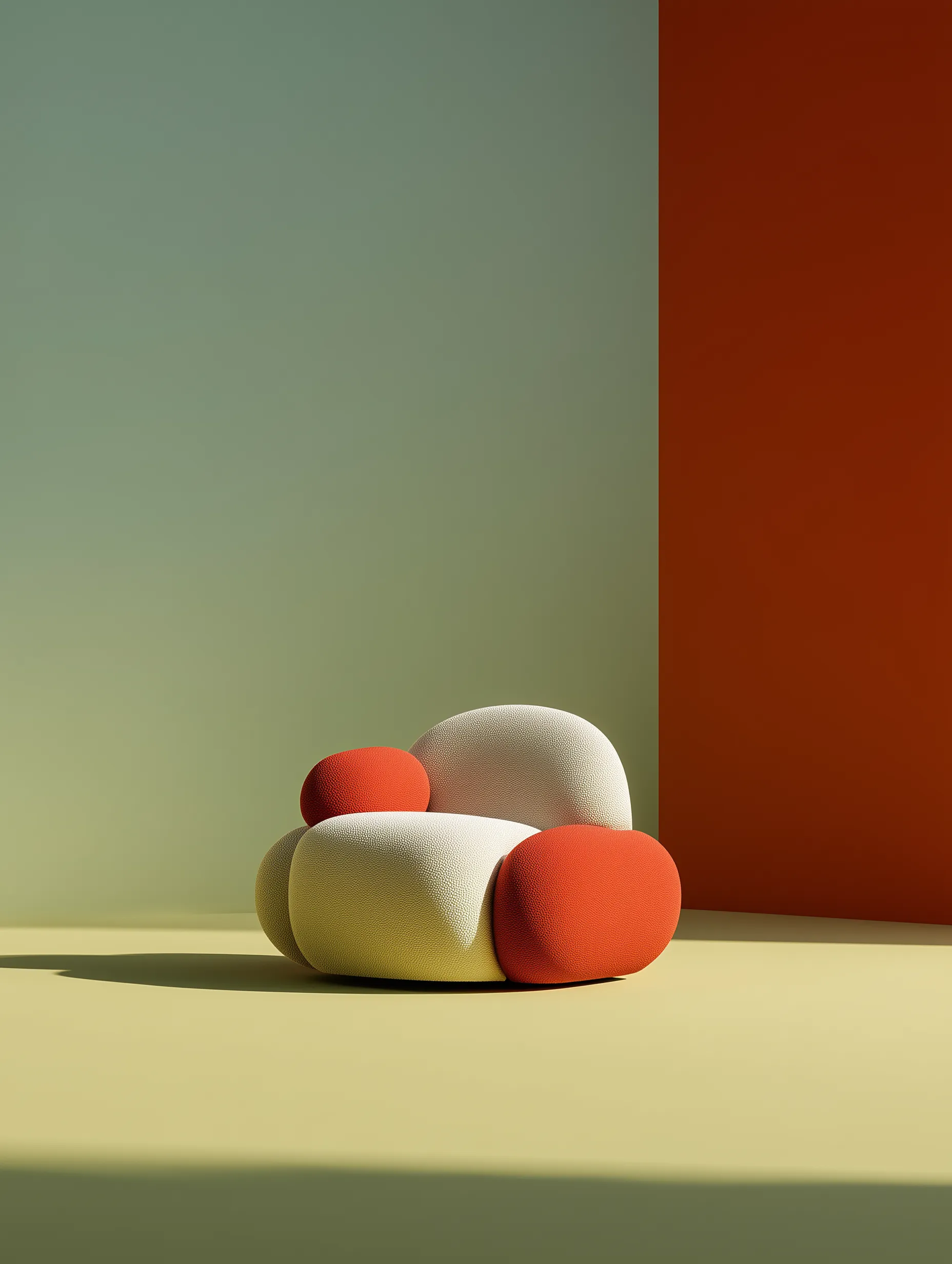 Modern sculptural armchair in pastel studio