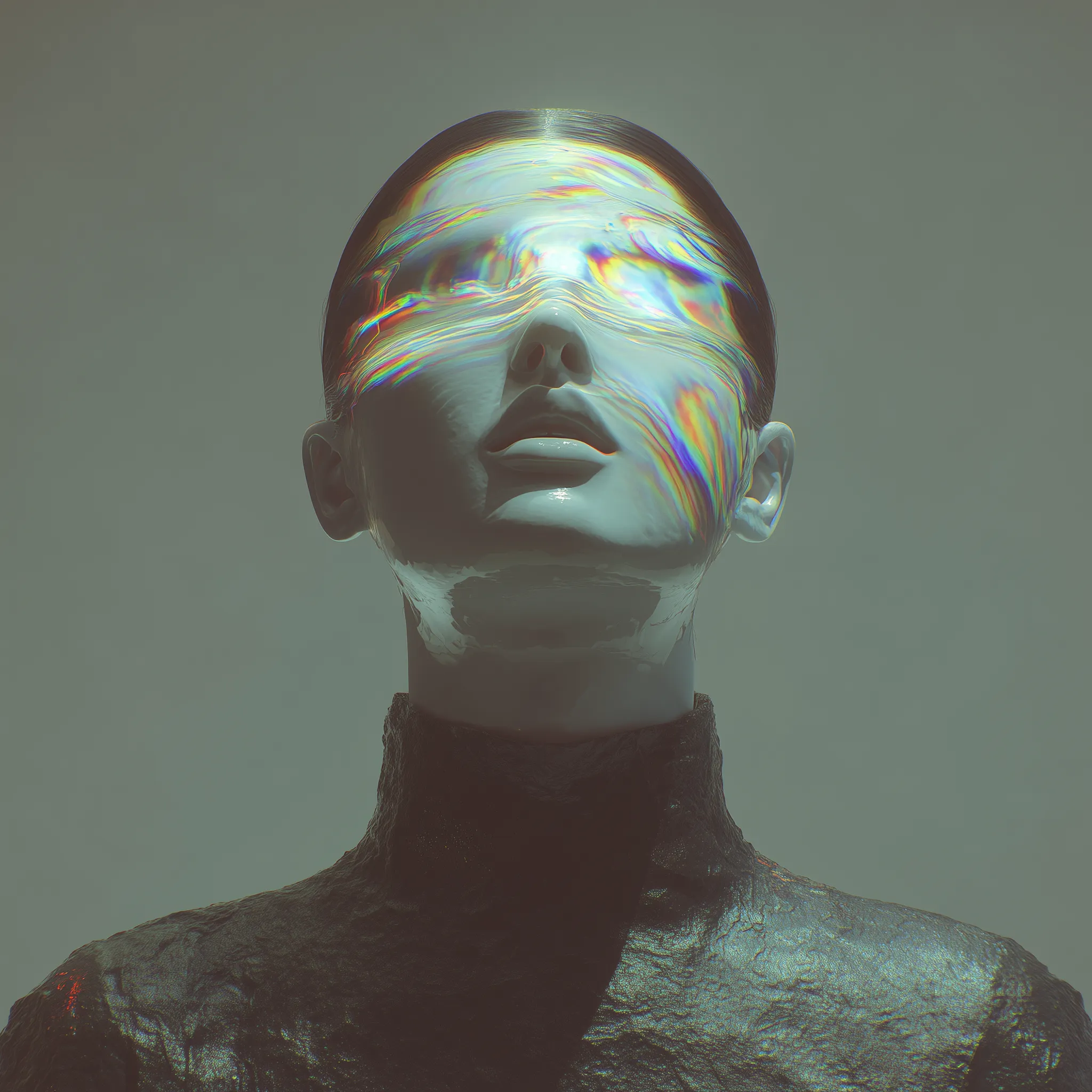 Surreal Portrait with Iridescent Blindfold