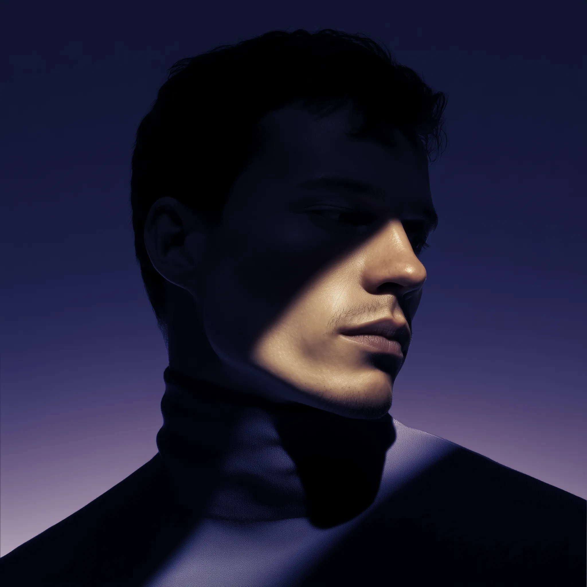 Moody Portrait in Blue Shadow
