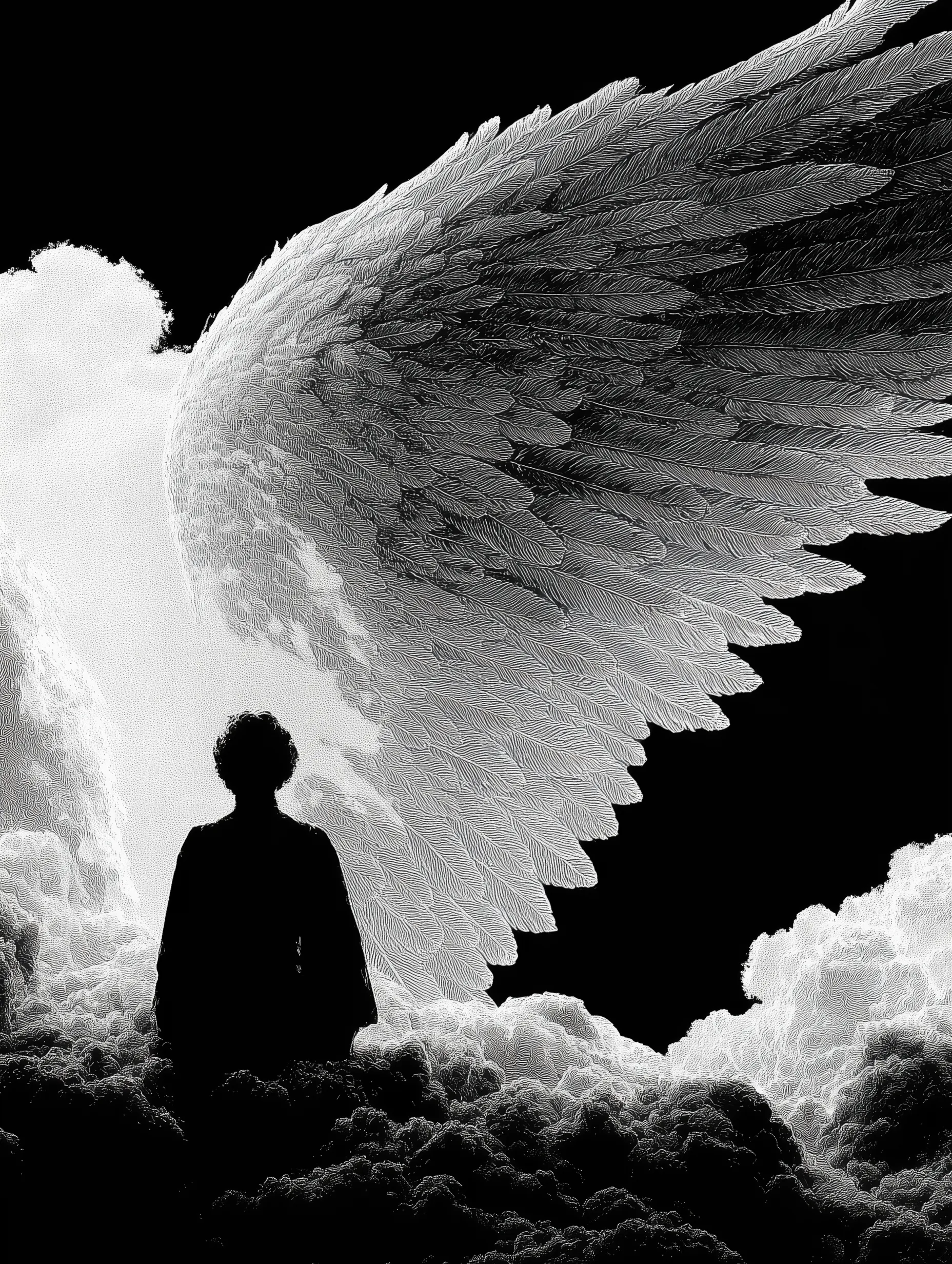 Silhouette with Divine Winged Being