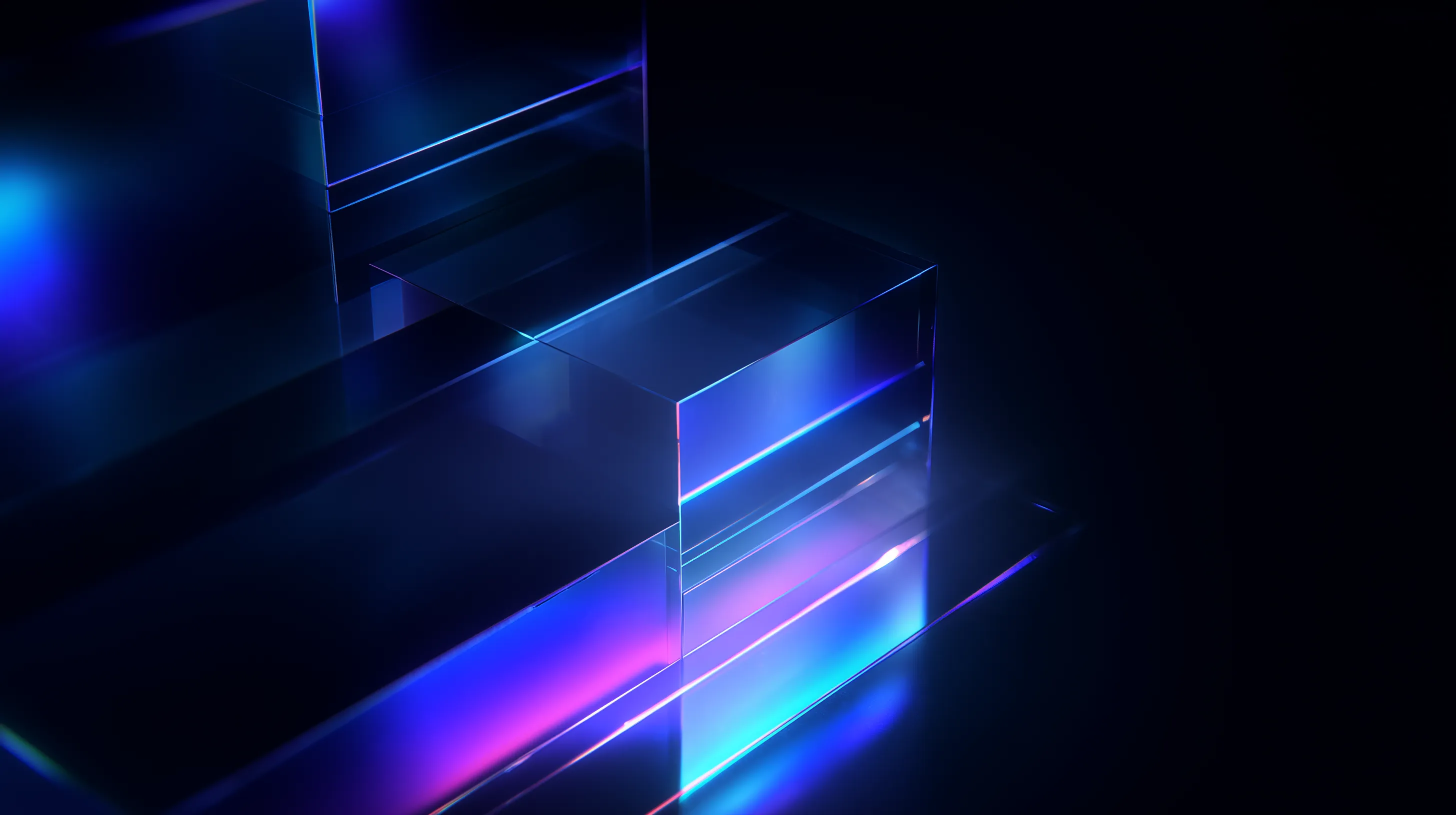 Abstract Neon Glass Cubes in Dark Space