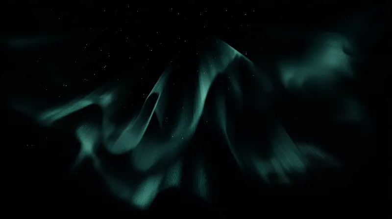 Abstract teal aurora over star-dotted night sky