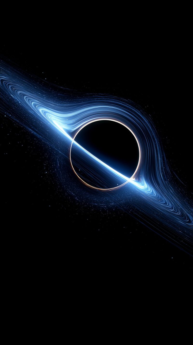 Abstract blue vortex surrounding a black hole