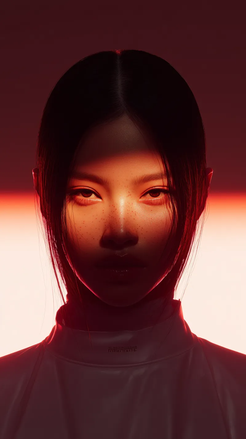 Cinematic portrait in red neon light