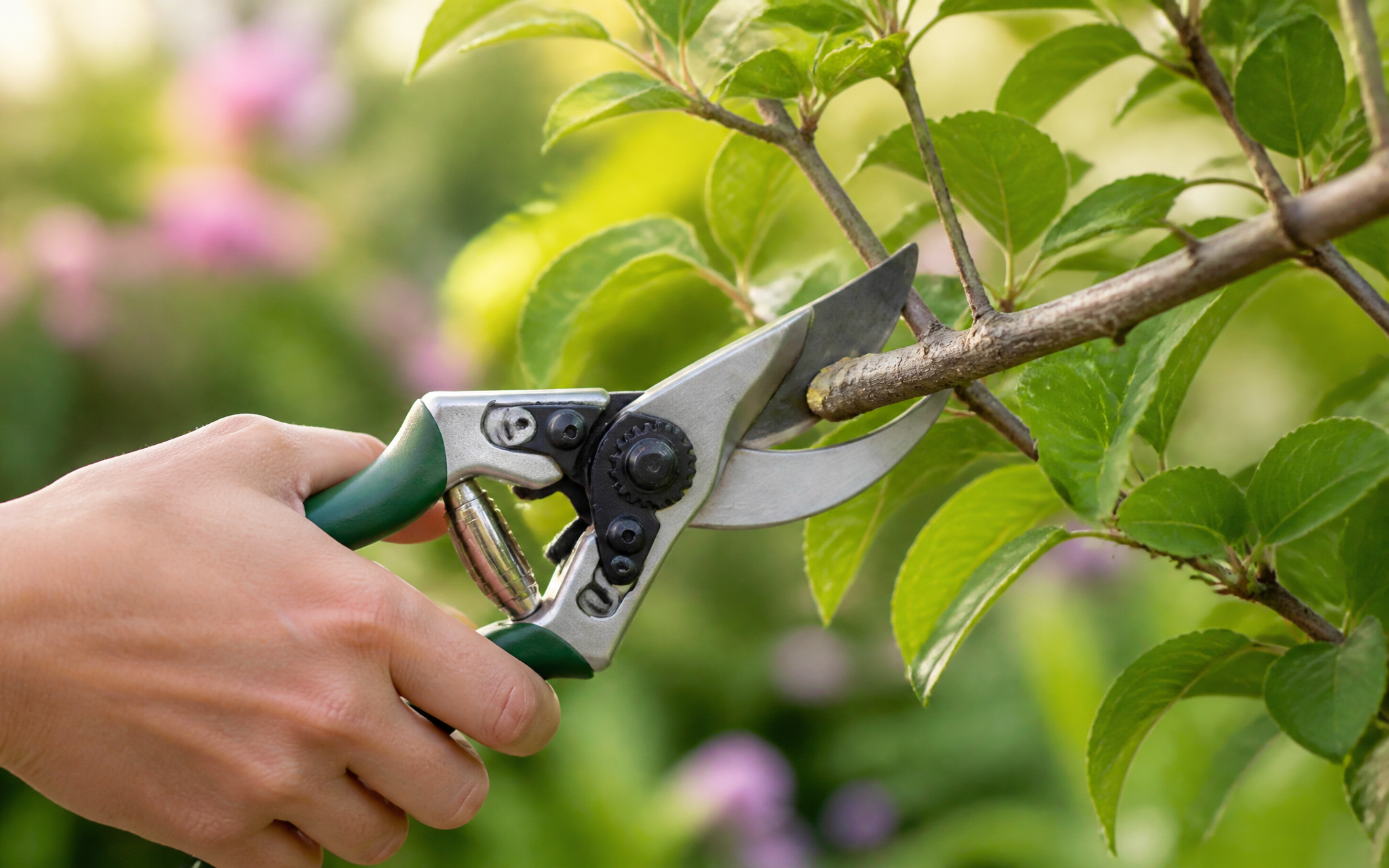 Pruning shears on a branch