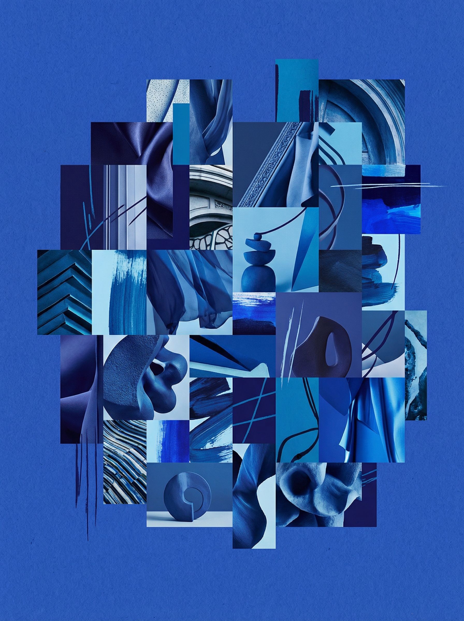 Abstract Blue Geometric Collage