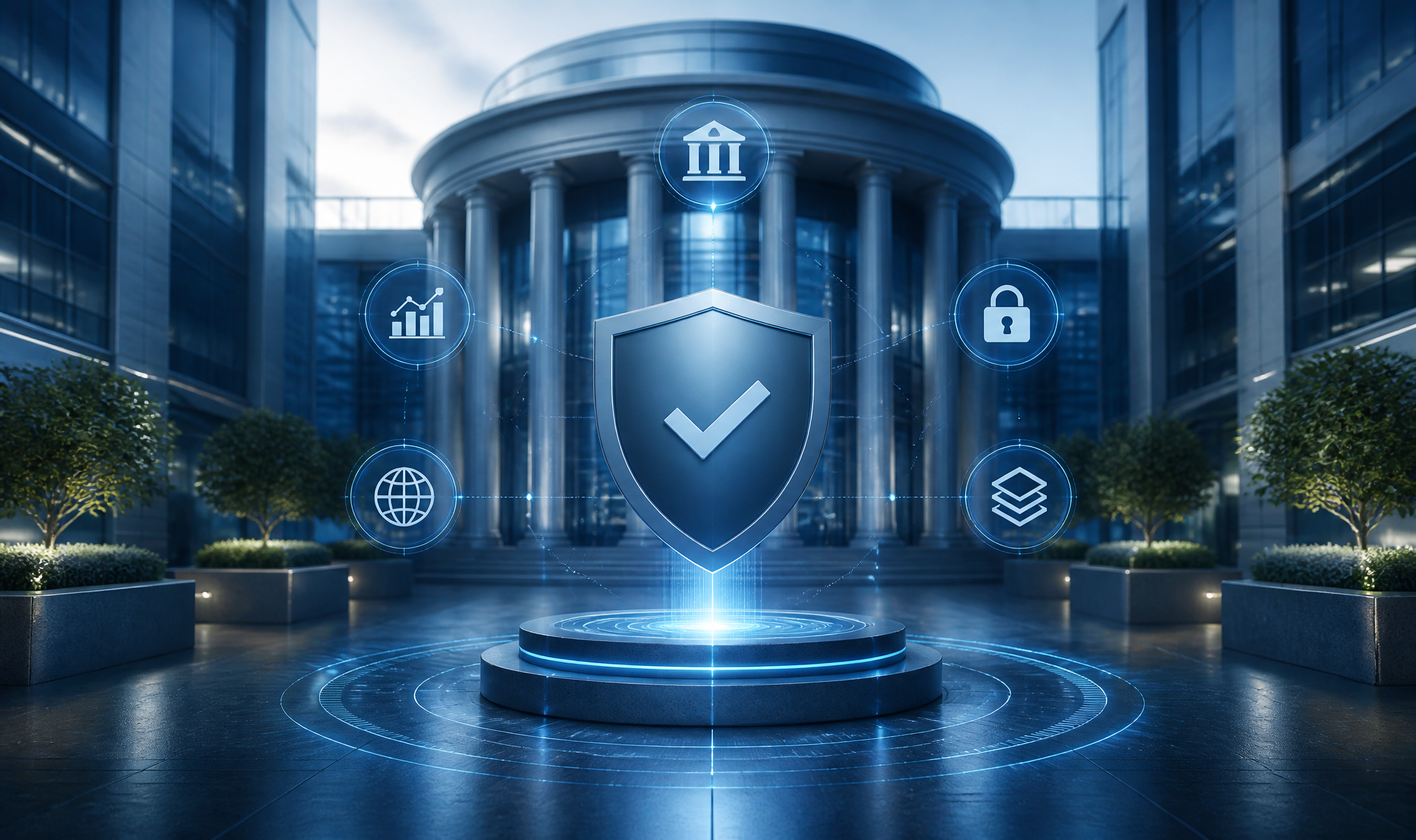 Financial Cybersecurity Shield Concept