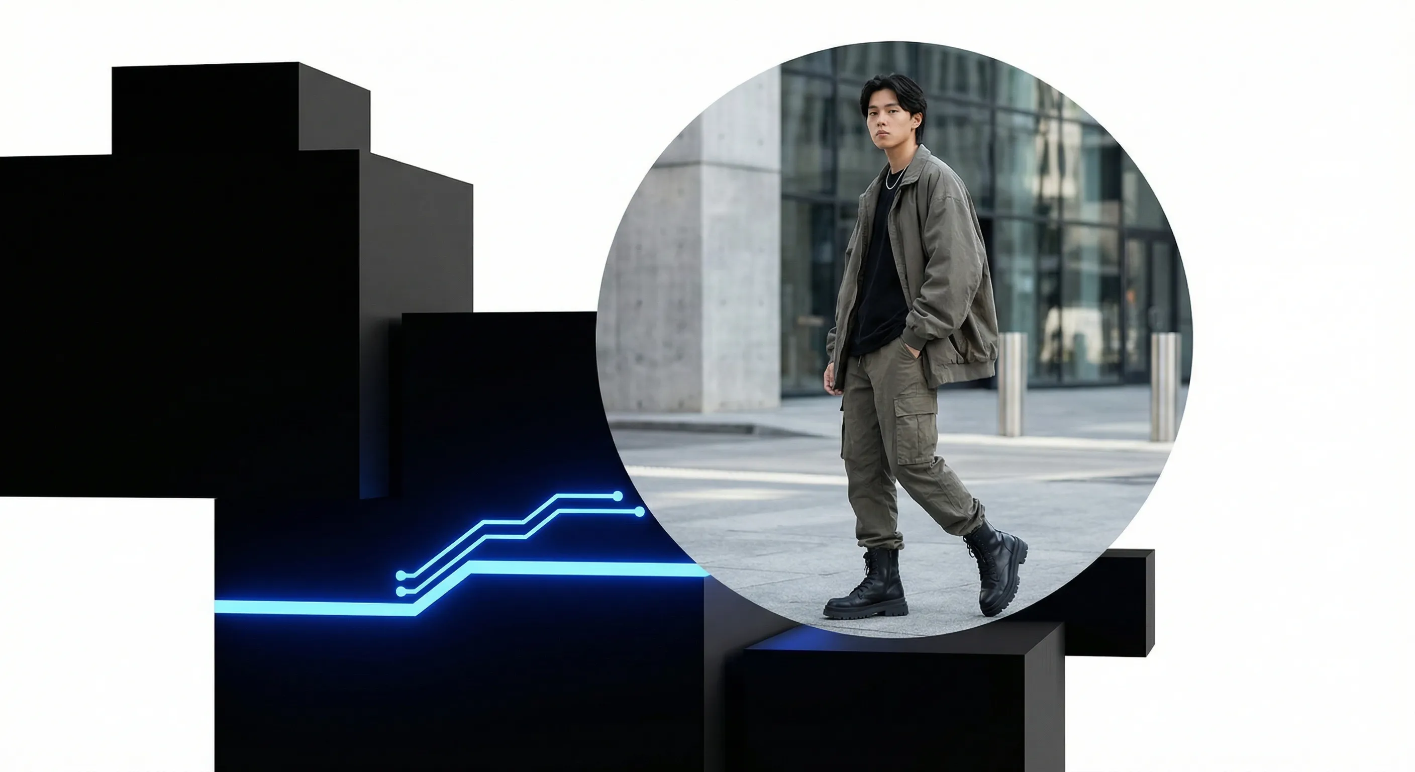 Urban fashion portrait with tech graphic