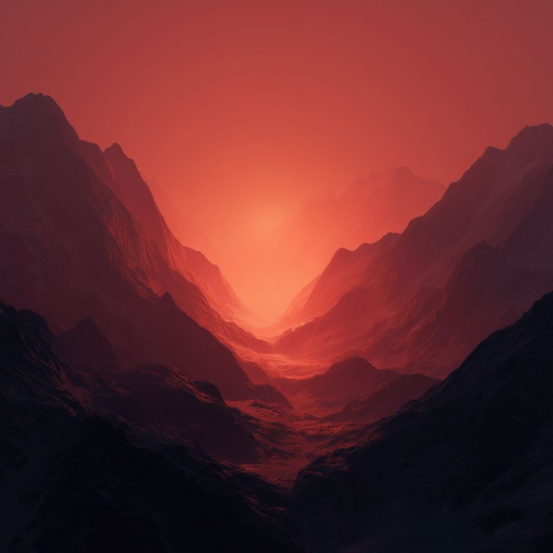 Fiery Sunset Over Rugged Mountain Valley