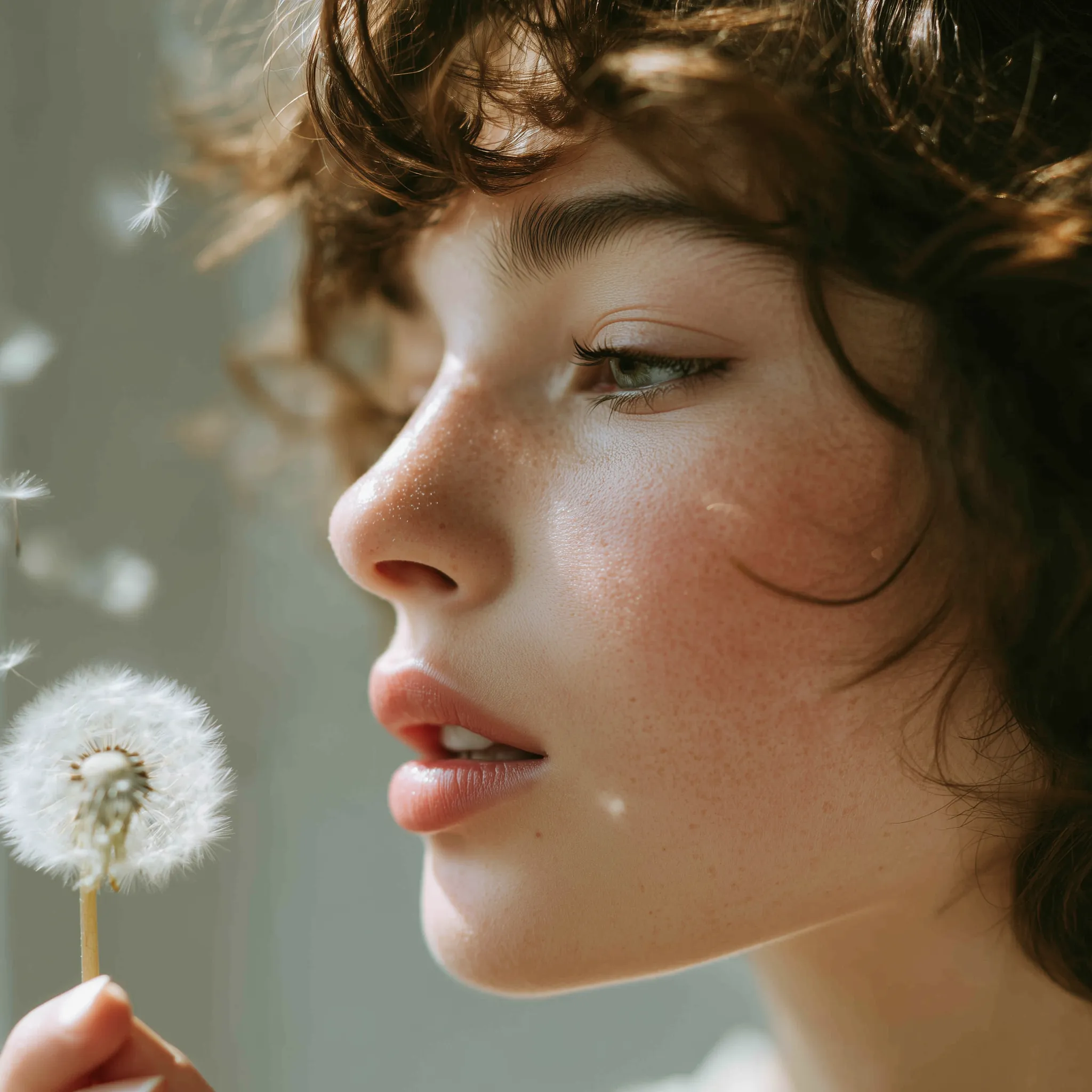 Soft Portrait with Dandelion Seeds