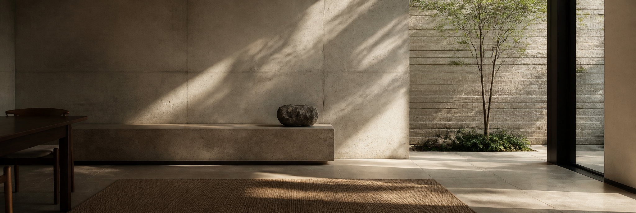 Minimalist Zen Interior with Natural Sunlight