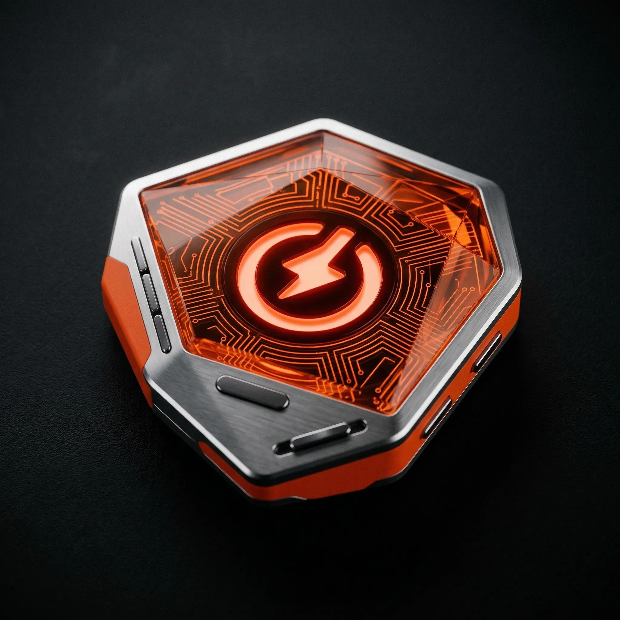 Futuristic Orange Tech Power Emblem