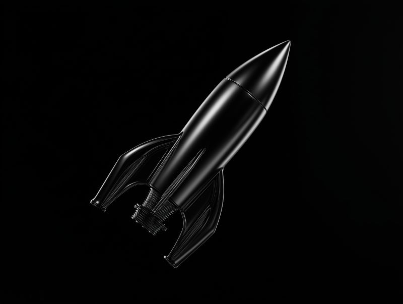 Sleek black rocket-shaped bottle