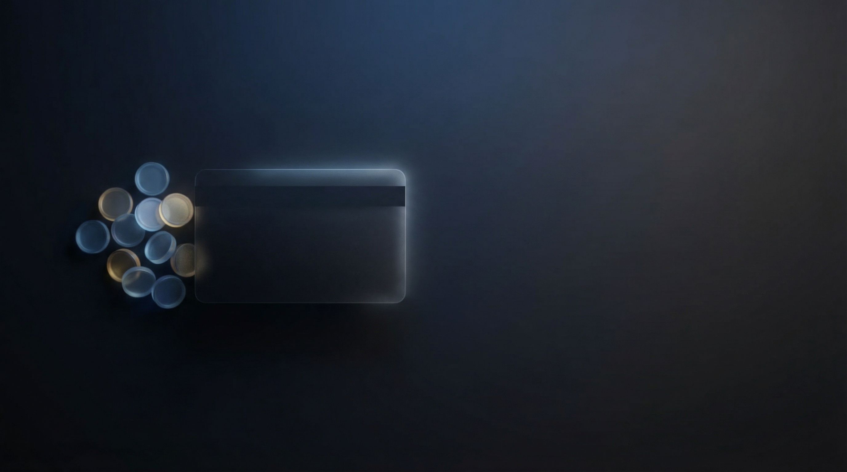 Abstract credit card with glowing coins