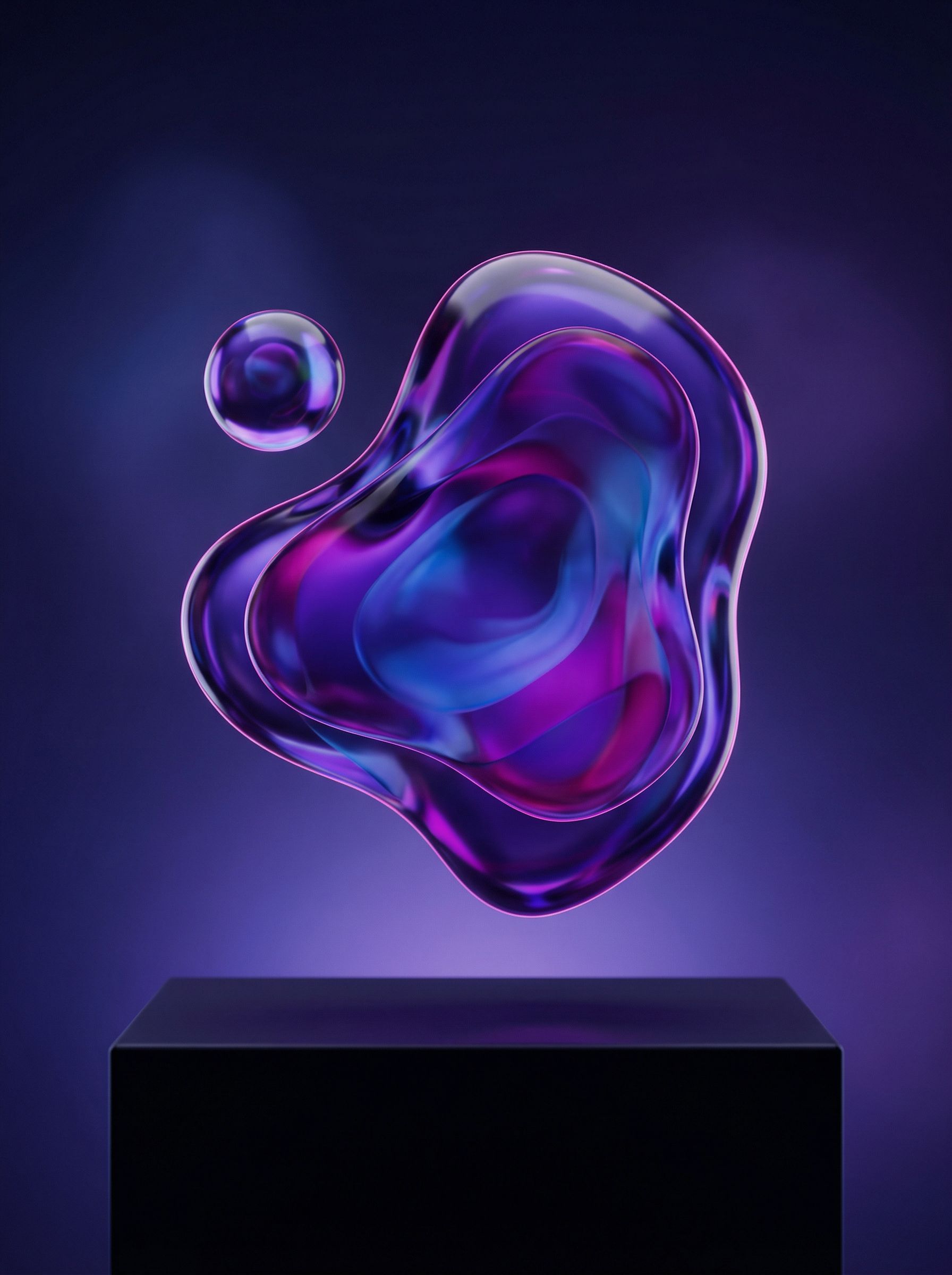 Floating Neon Glass Blob Sculpture