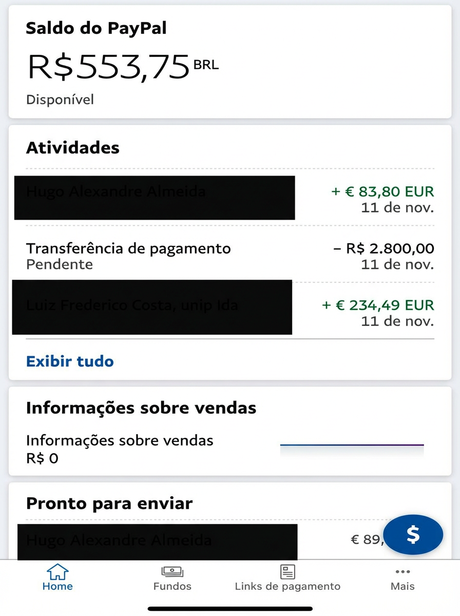 Pagamentos PayPal em Euros