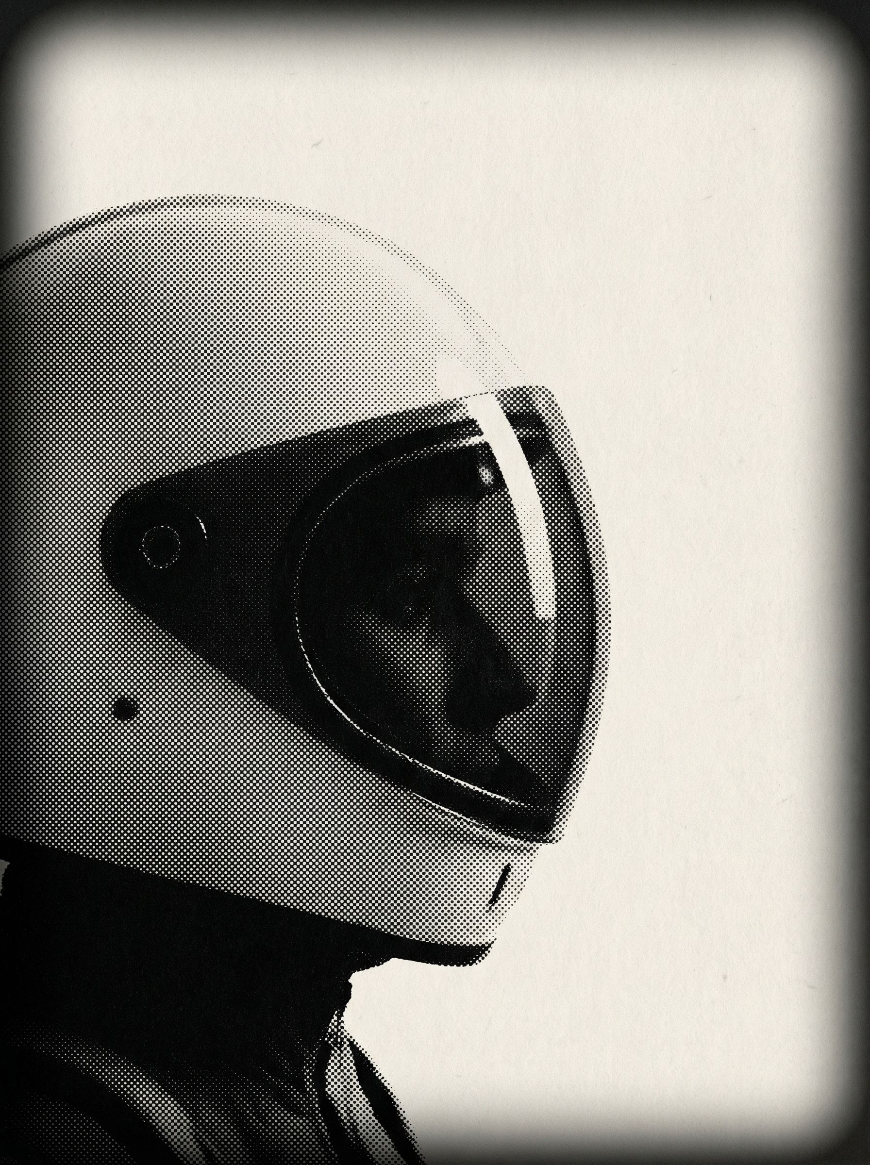 Halftone Portrait of Person in Space Helmet