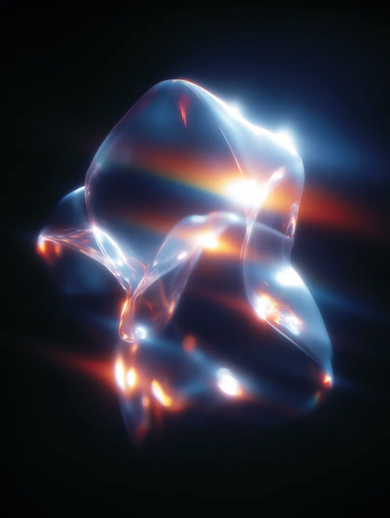 Neon-Glowing Fluid Abstract Shape on Dark Background