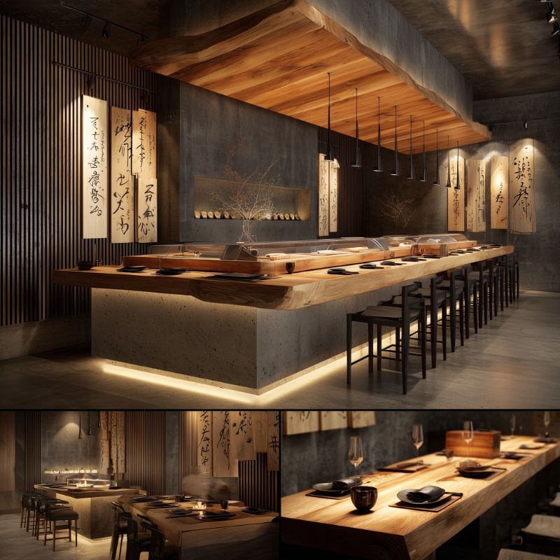 Warm modern restaurant interior