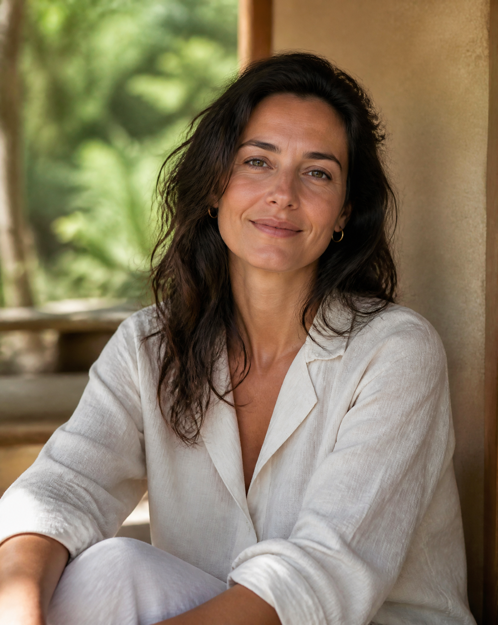 Natural Portrait of Woman in Linen Shirt