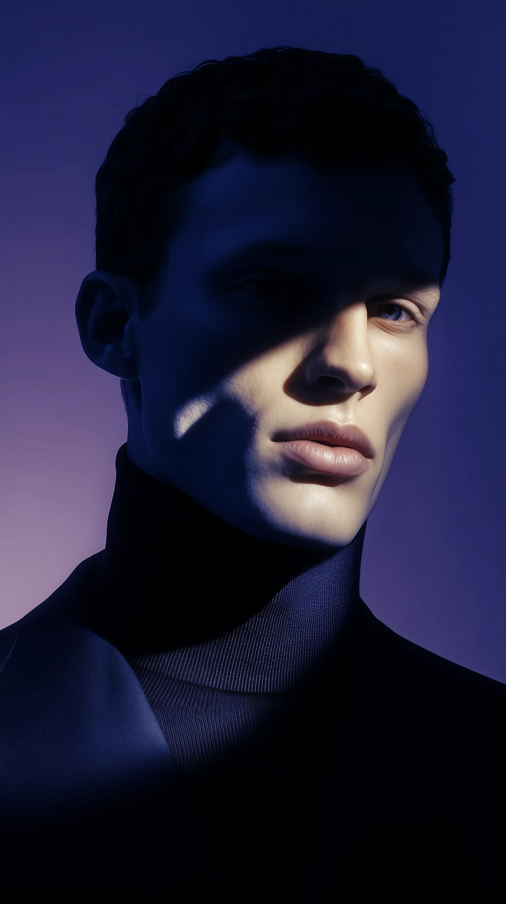 Moody Fashion Portrait in Blue Light