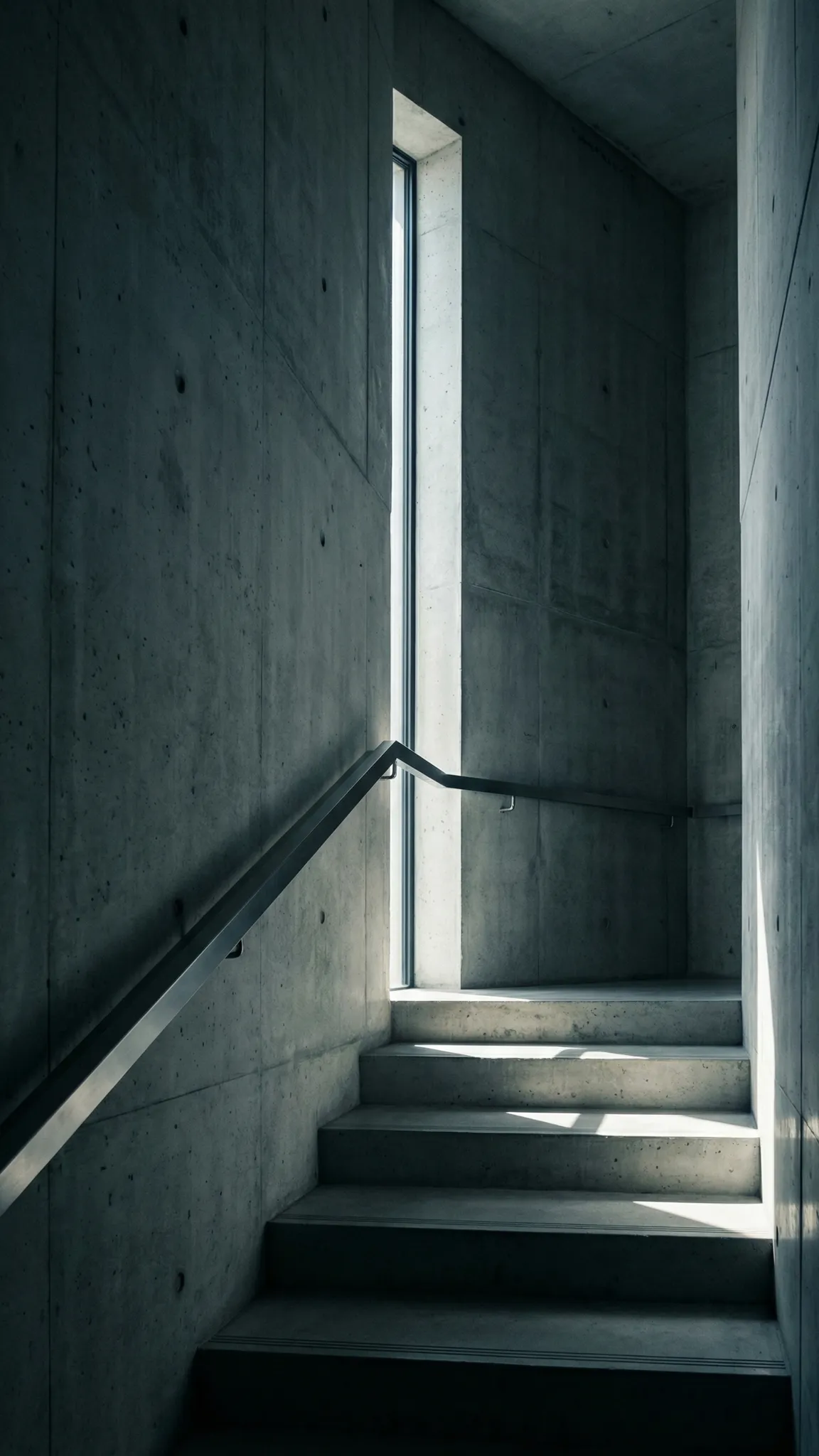 Minimalist concrete stairwell with side light