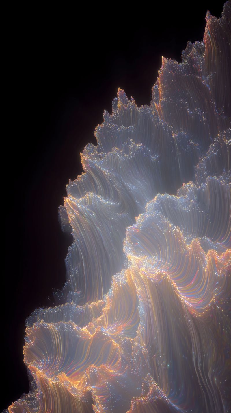 Abstract Luminescent Fractal Waves on Black