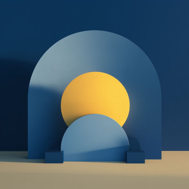 Minimalist Blue Arch with Yellow Sun