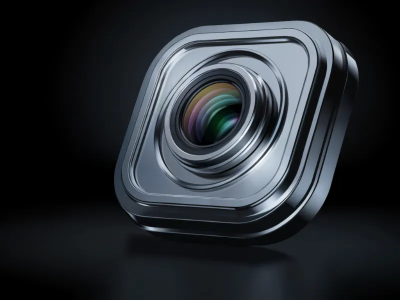 3D Metallic Camera Lens Icon