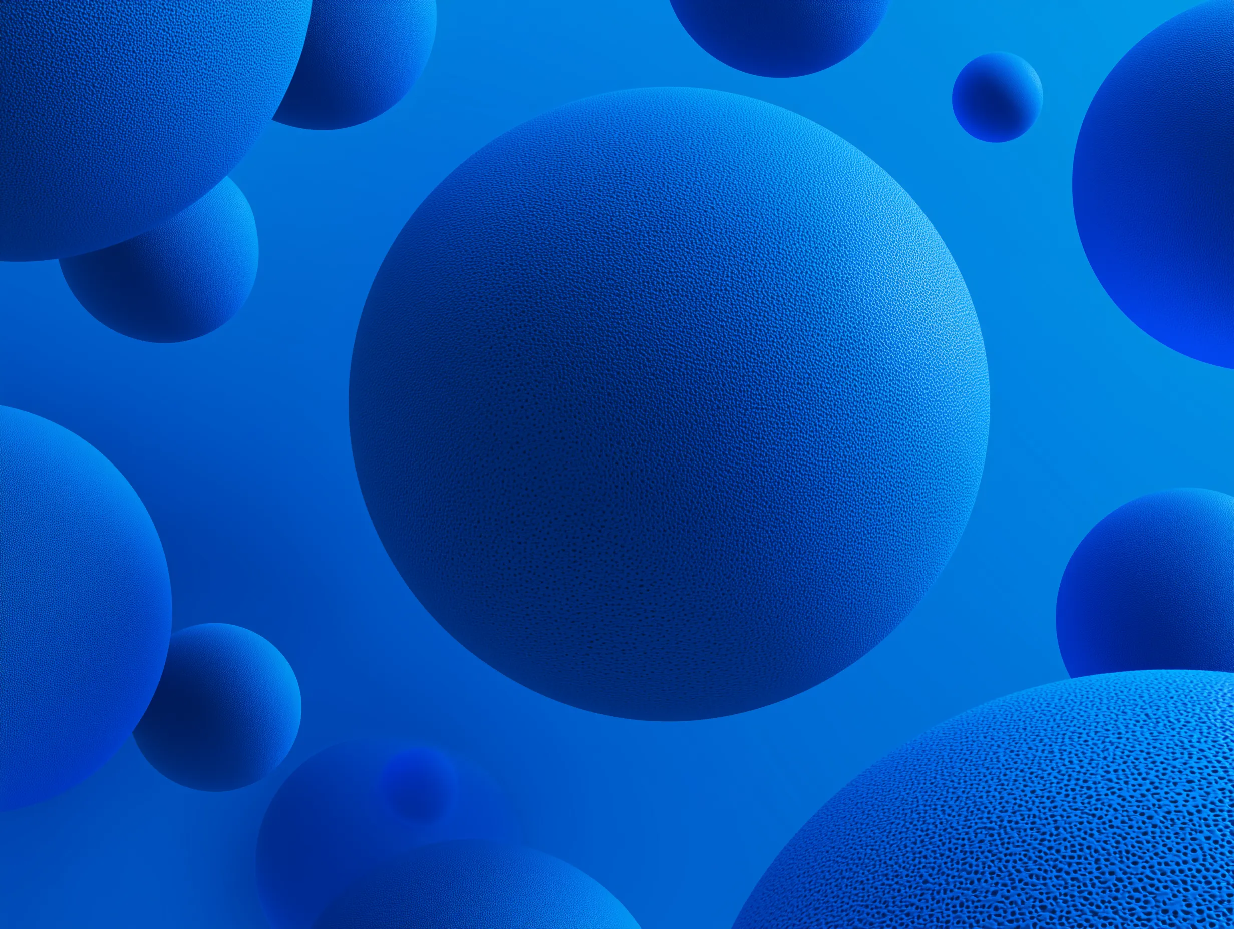 Abstract Blue Floating Spheres