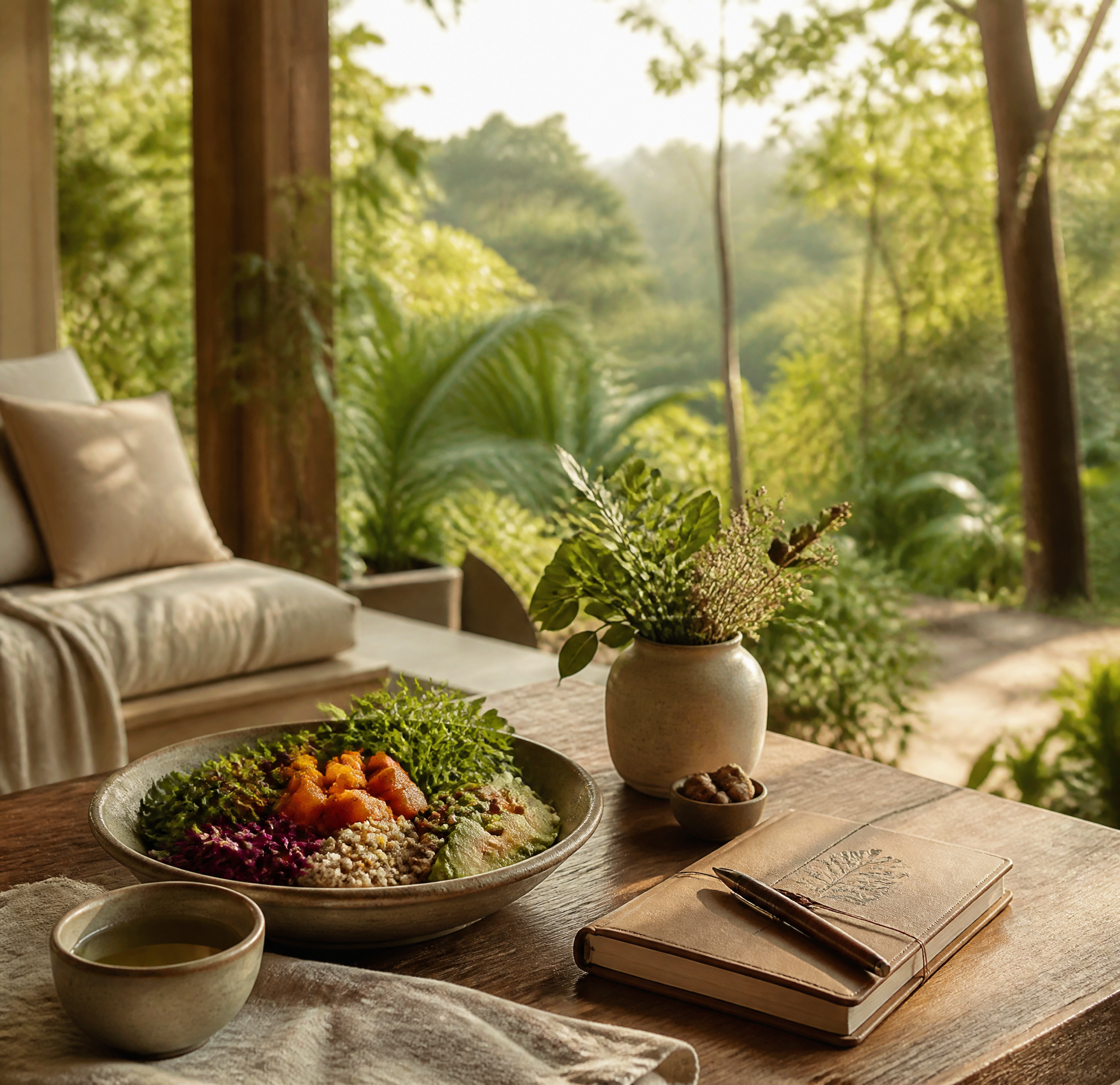 Wellness Breakfast Bowl on a Tropical Terrace