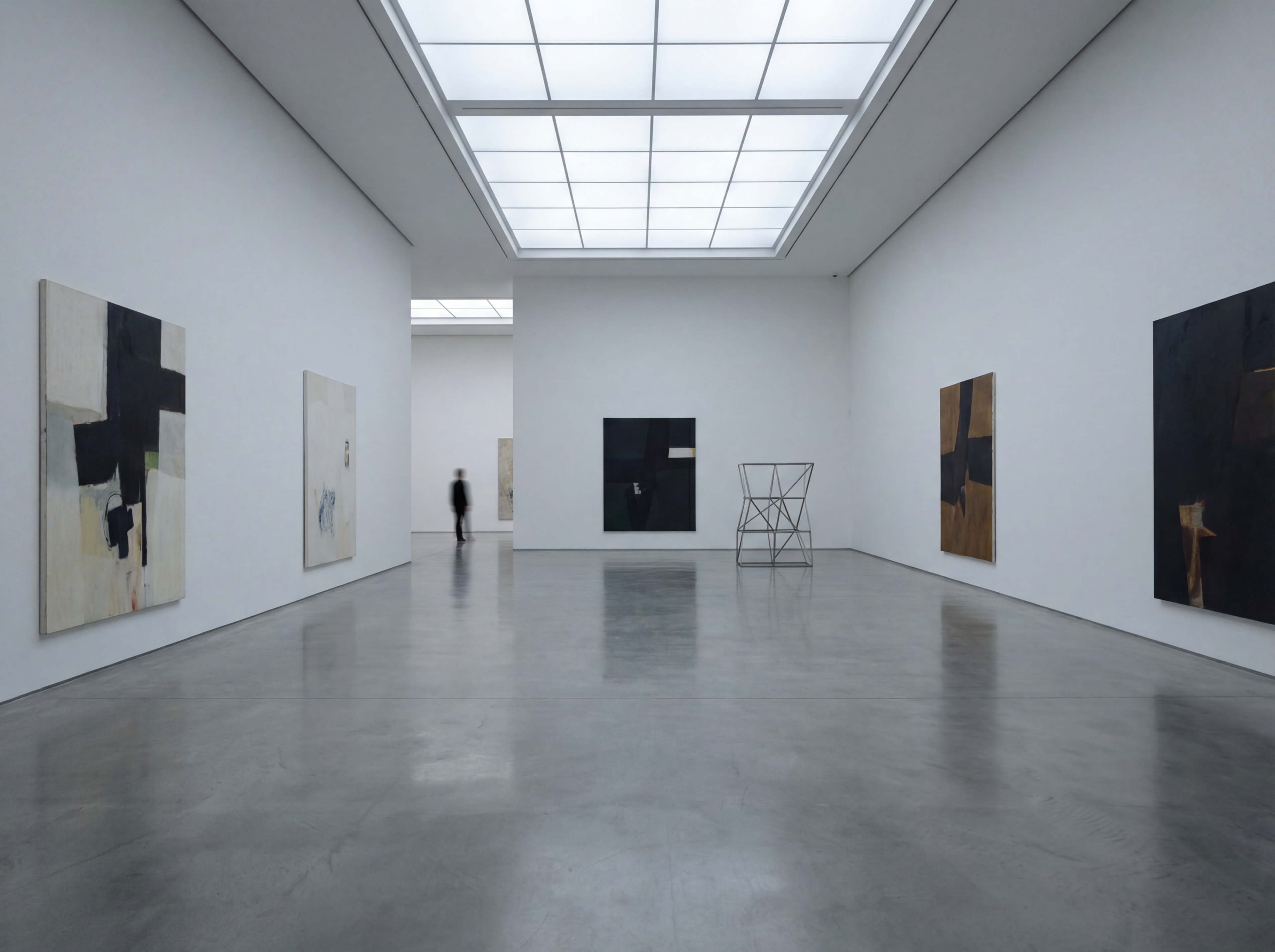 Minimalist contemporary art gallery interior