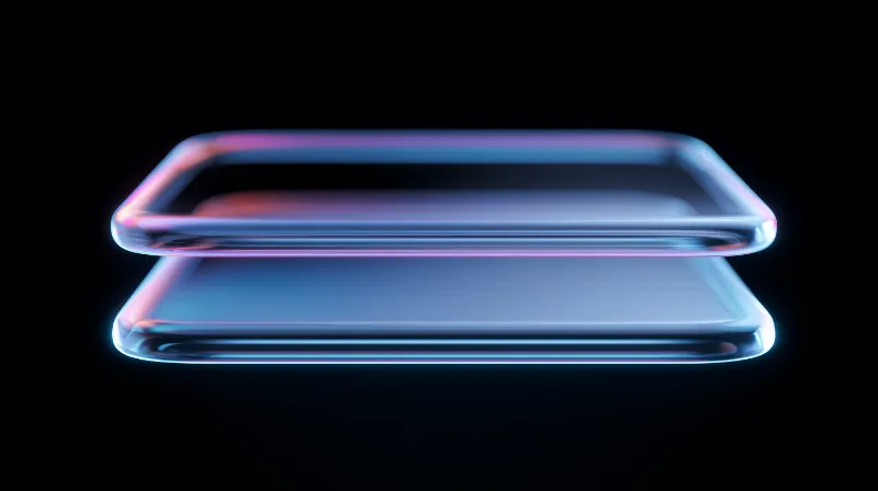 Futuristic Neon Glass Layers on Black Background