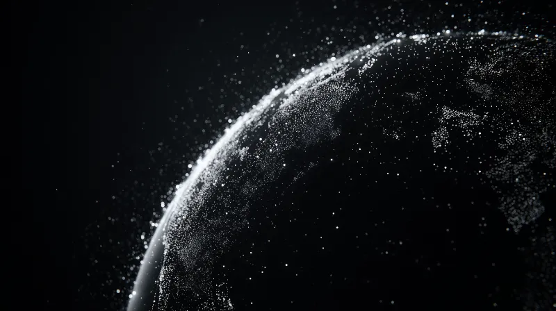 Abstract Particle Globe on Black Background