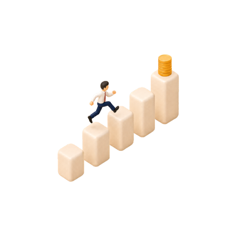 3D Business Growth and Investment Concept