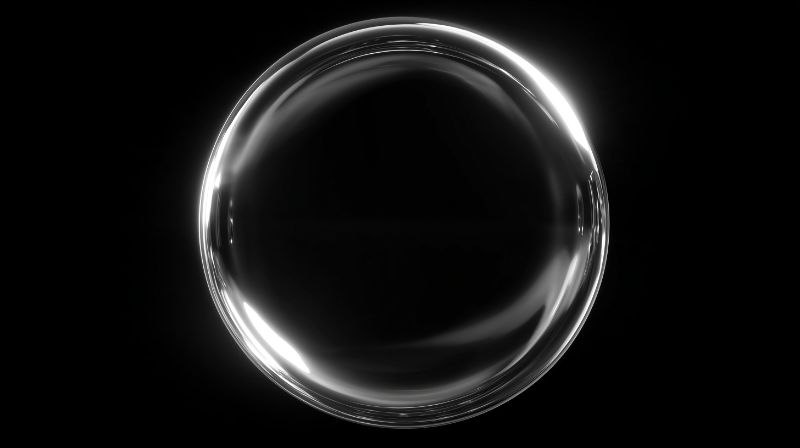 Abstract Glass Bubble on Black Background