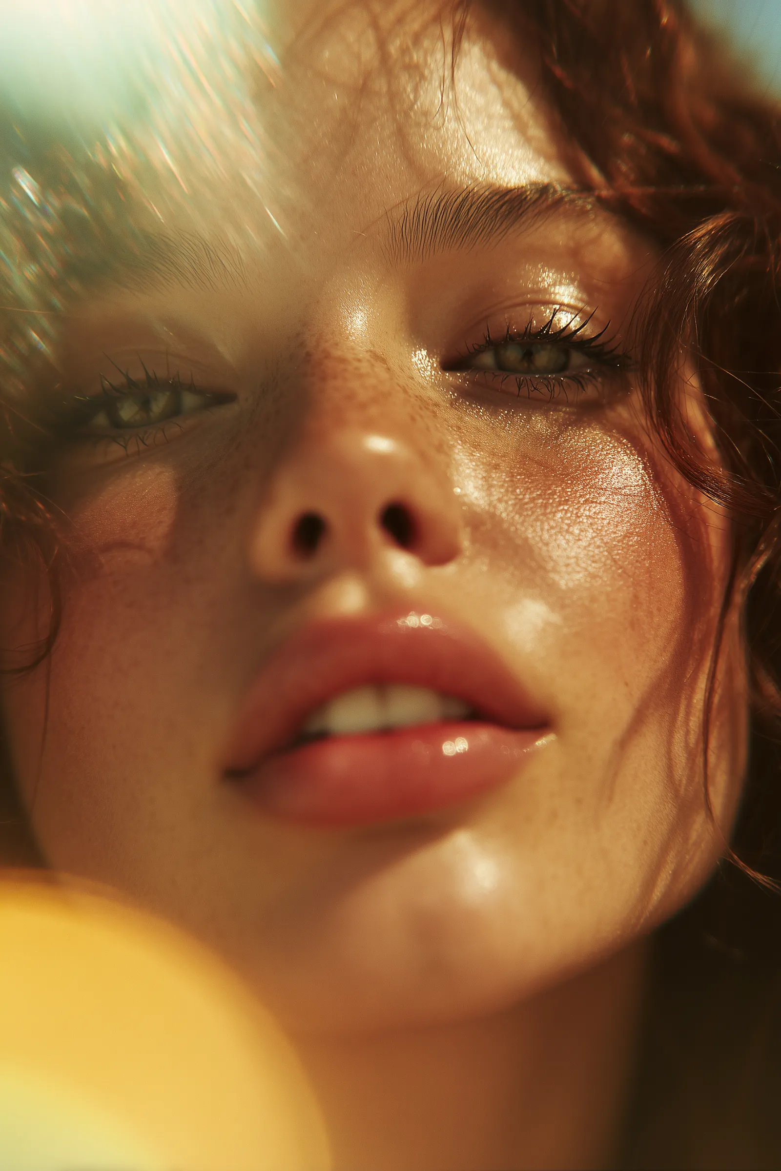Close-up portrait of a woman with glowing skin