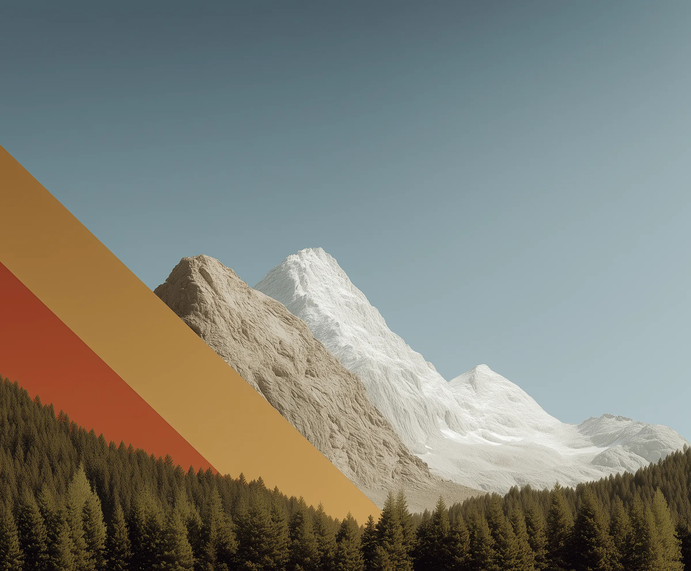 Abstract geometric overlay on snowy mountains