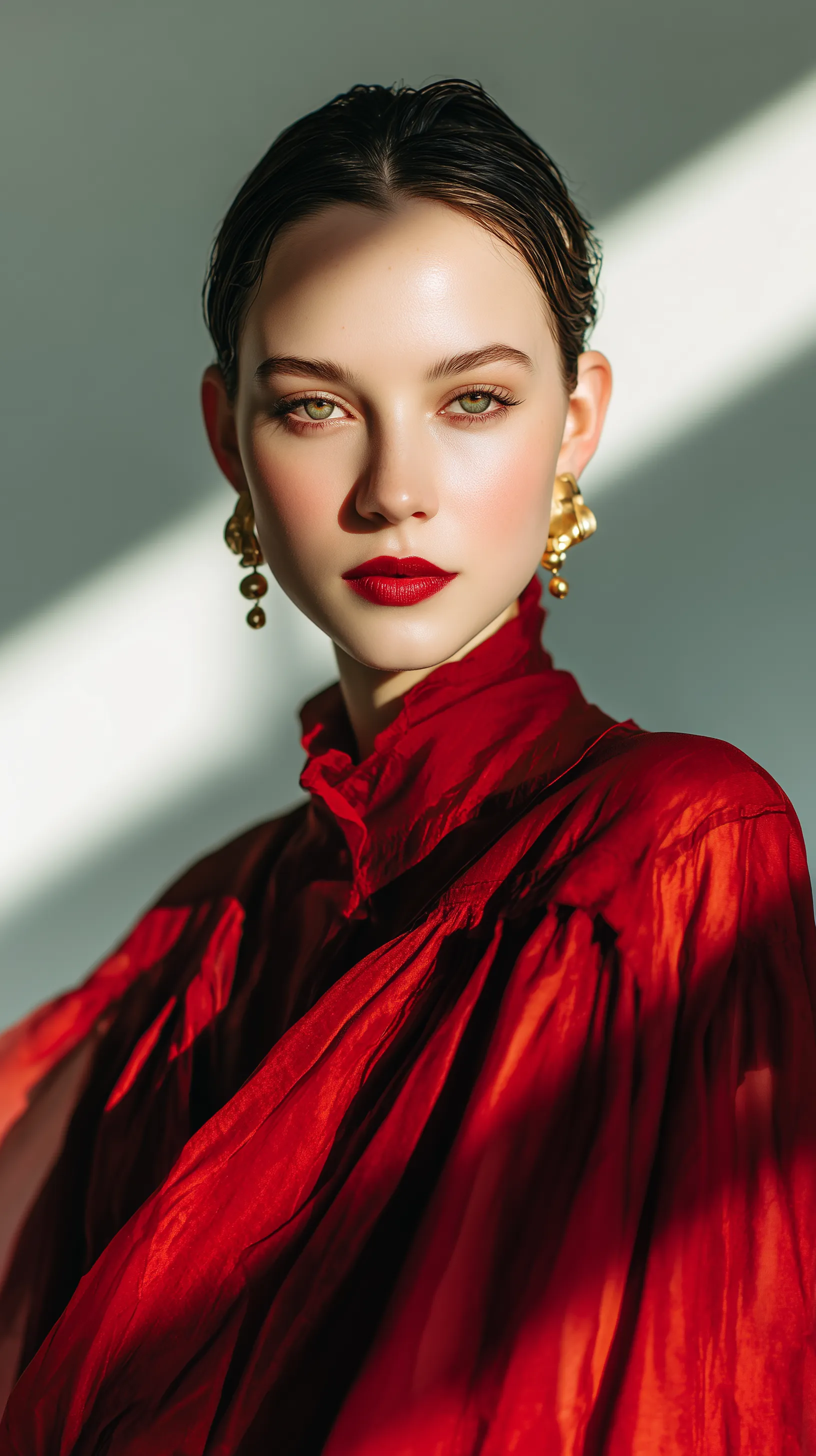 Elegant Fashion Portrait in Vibrant Red