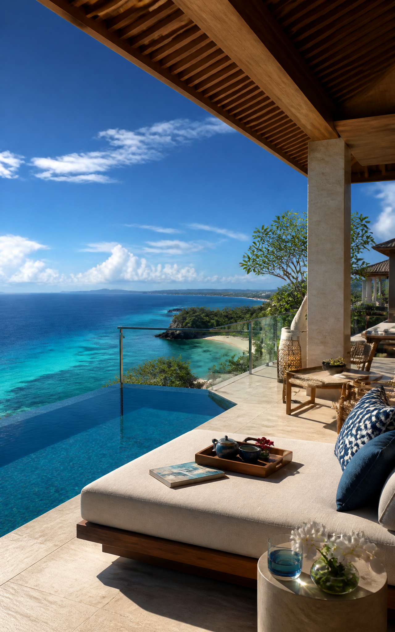 Luxury Infinity Pool Overlooking Tropical Coastline